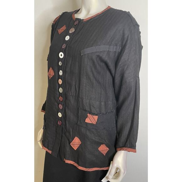 In the Mix Black CA 2 Pc Set M NWT Dress Jacket Lagenlook Nothing Matches Patch - Picture 15 of 16